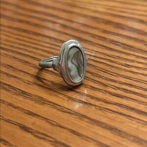 Vintage Avon Abalone Shell Ring Silver Tone Adjustable Band